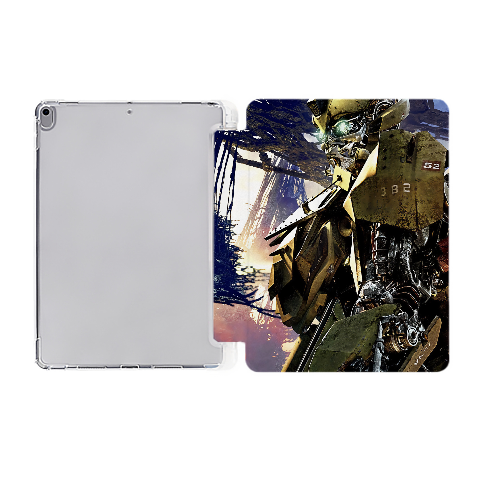 （画像用） Transformers トランスフォーマー IPad ケース ペン収納付き 三つ折りスタンド PUレザー×シリコン 対応機種9.5/10.5/10.9インチ